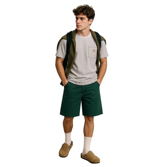 Vintage 90s Modern Boy Green Denim Shorts Men’s 34 Made in Taiwan Y2K Streetwear - Picture 3 of 9